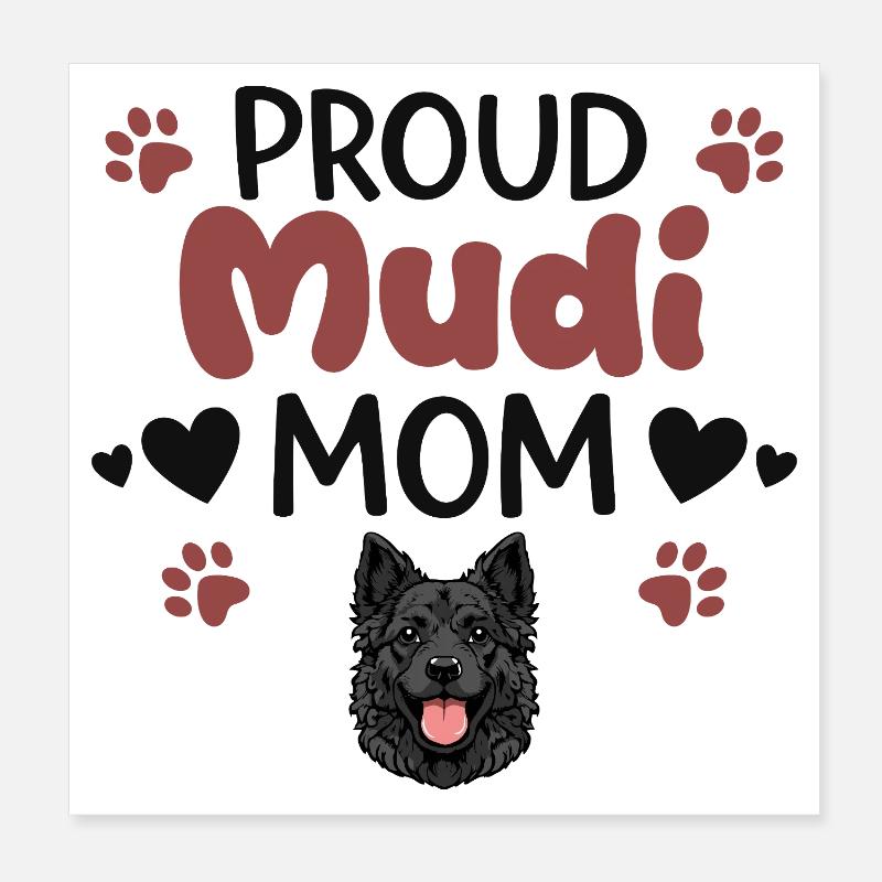 Fière mère Mudi, Mudi Poster 20 x 20 cm