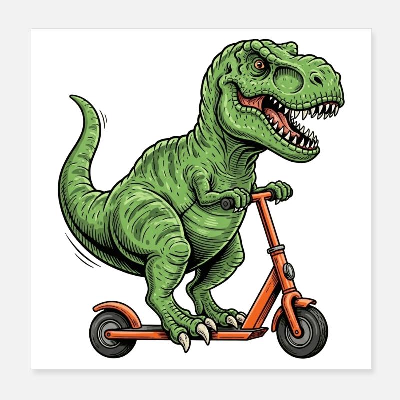 Dinosaurier-T-Rex auf dem Roller Poster 20x20 cm