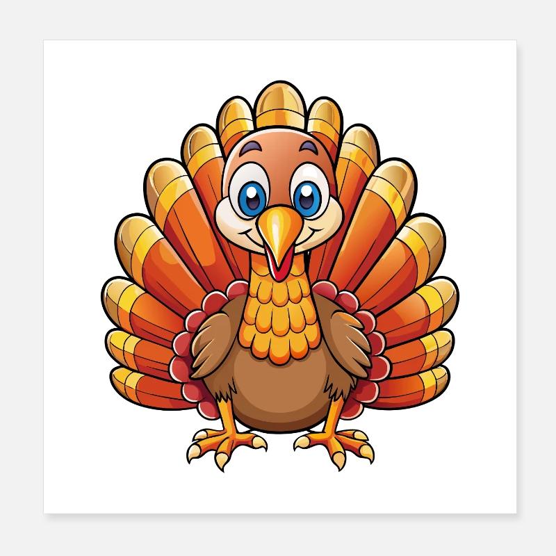 Dinde assise mignonne Poster 20 x 20 cm