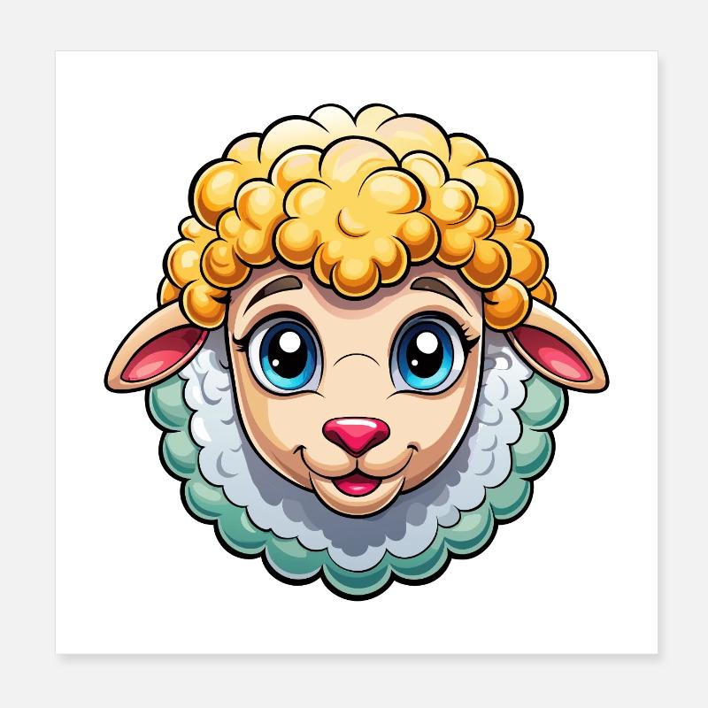 Visage de mouton mignon Poster 20 x 20 cm