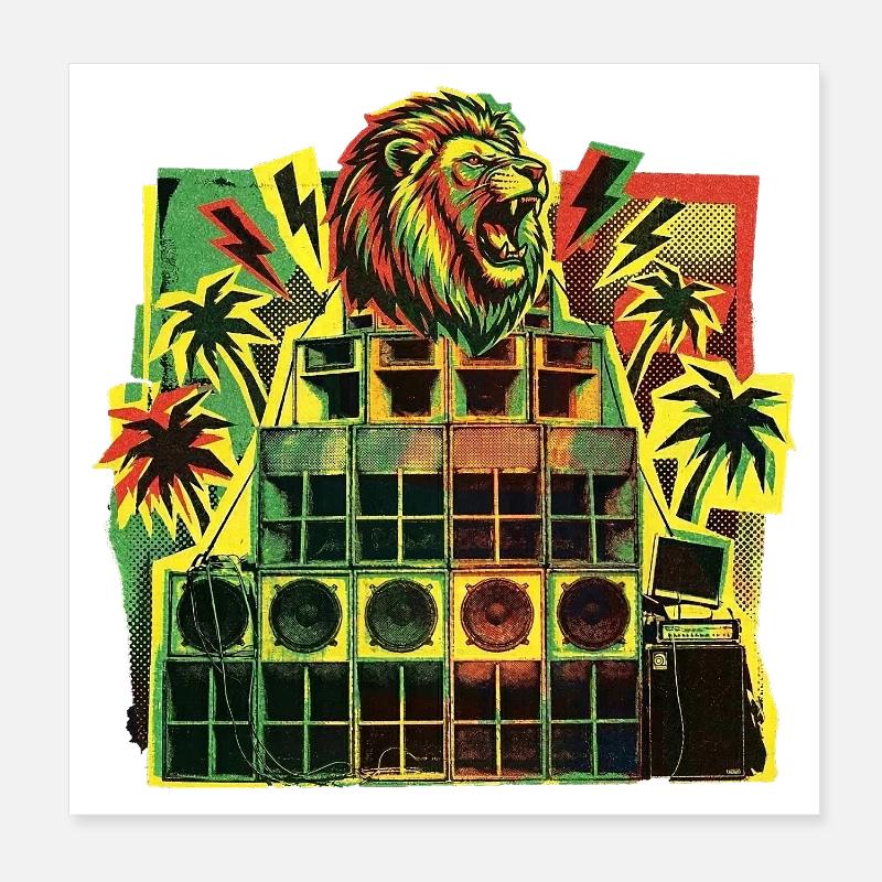 Jungle Dancehall Soundsystem Poster 20x20 cm