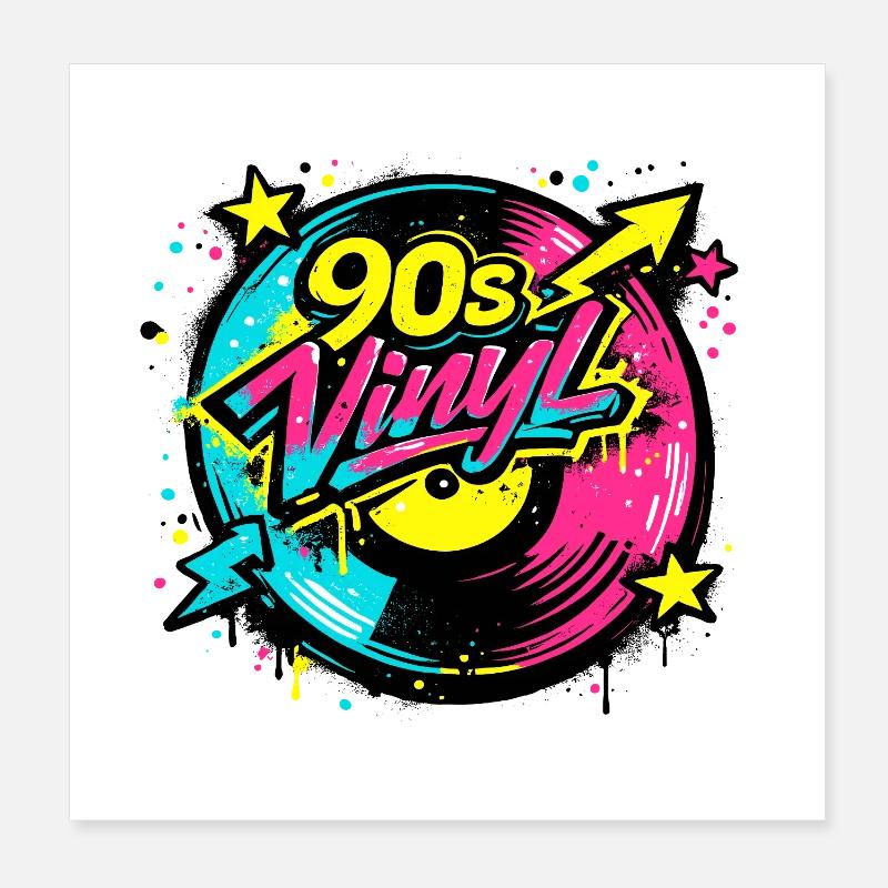 90s Vinyl Neon Circle Poster 8" x 8" (20x20 cm)