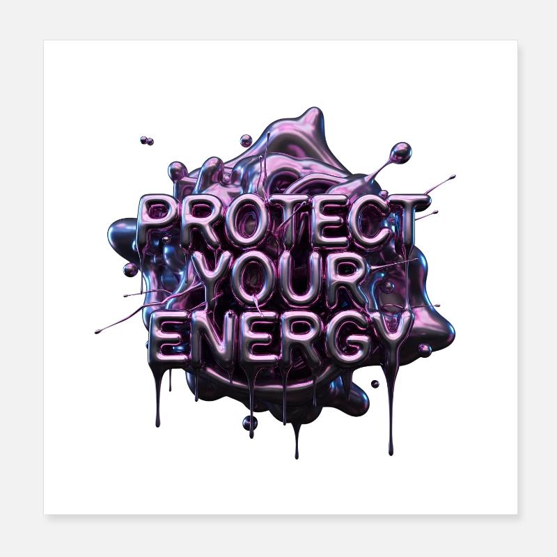 Protect Your Energy 3D Font Poster 8" x 8" (20x20 cm)