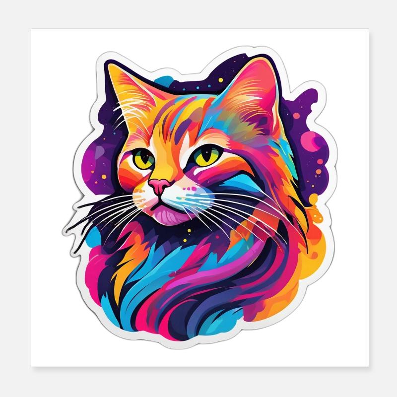 Regenbogen-Helle Katze Poster 20x20 cm