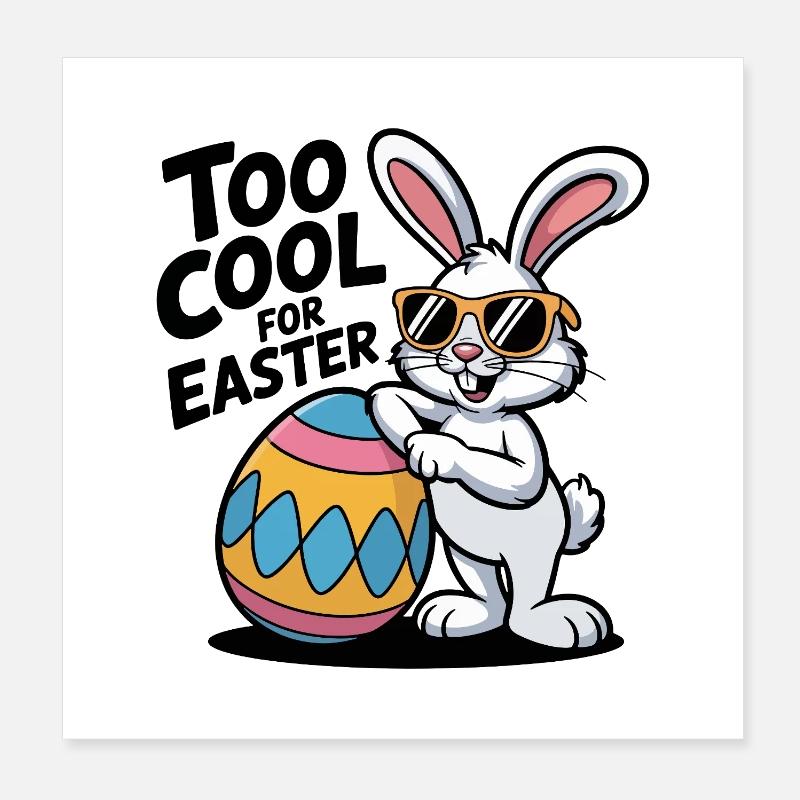 Easter bunny with sunglasses and egg Poster 8" x 8" (20x20 cm)