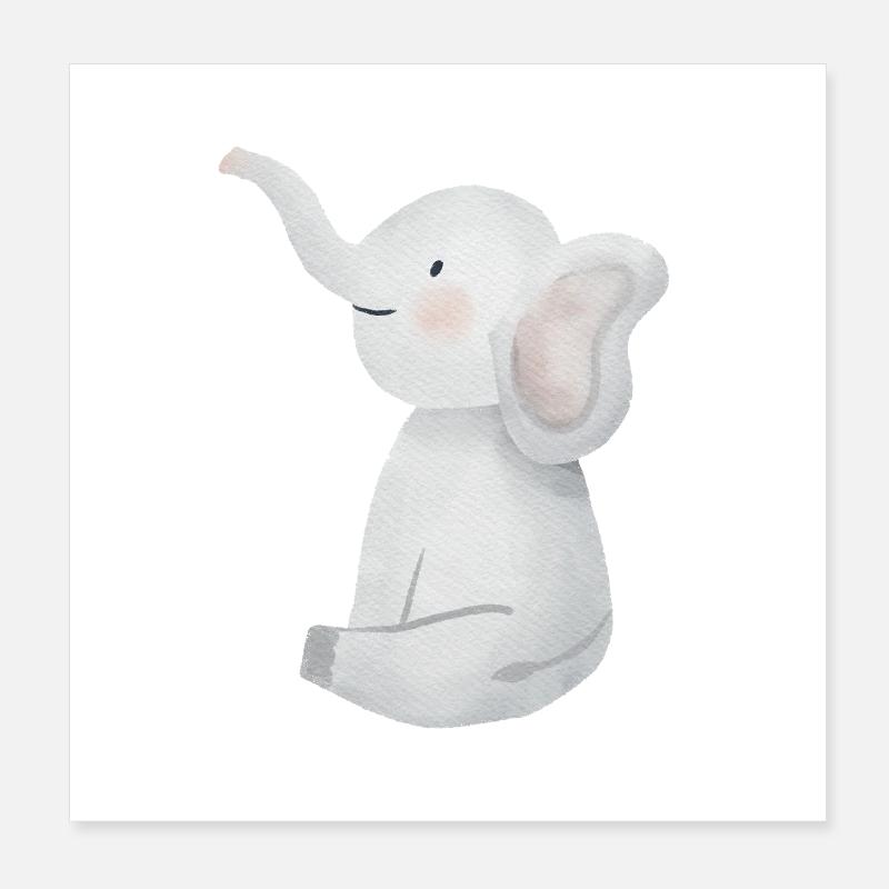 Süßer kleiner Elefant. Poster 20x20 cm
