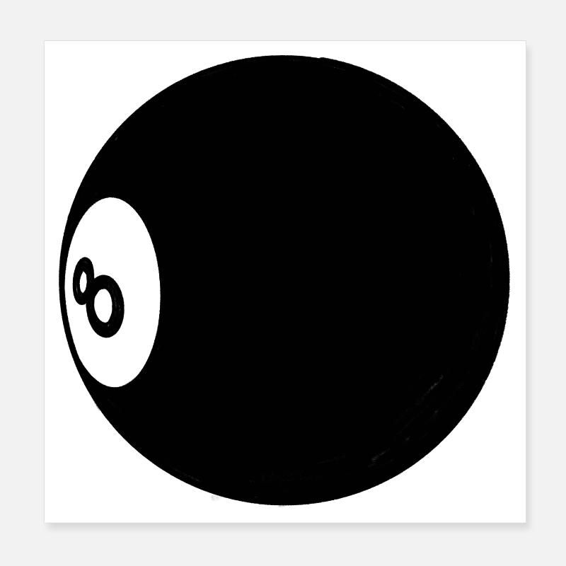 Billard Billard Billard Numéro 8 - Illustration - Poster 20 x 20 cm - blanc