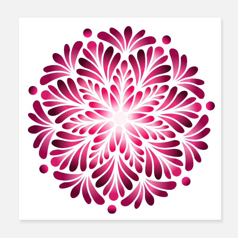 Luminous Pink Mandala  - Poster 20x20 cm - Weiß