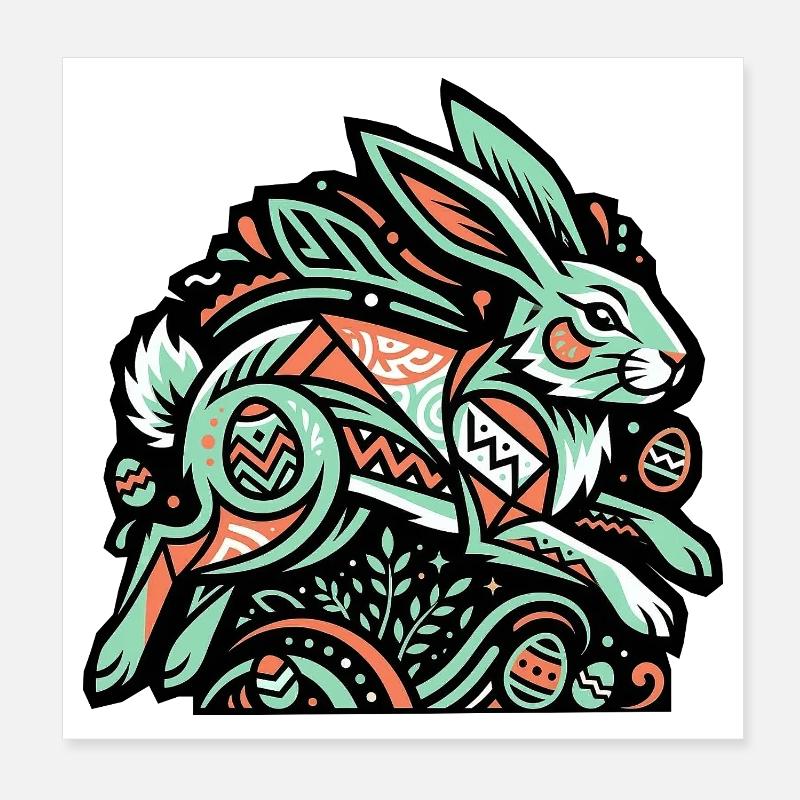 Easter Bunny Easter Bunny Eggs Poster 8" x 8" (20x20 cm)