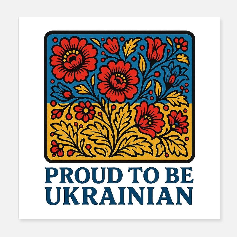 Ukrainian Pride – Blossom Folk Poster 8" x 8" (20x20 cm)