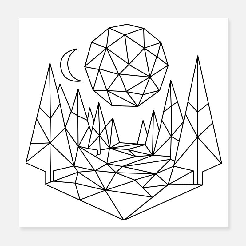 Landschaft Polygon Poster 20x20 cm