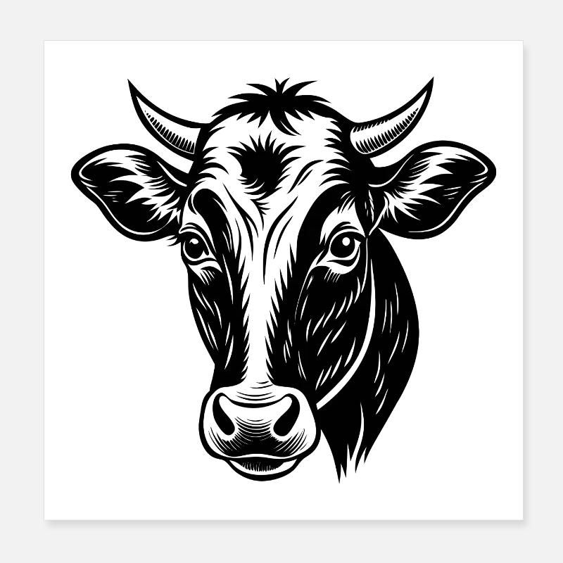 Cow head Poster 8" x 8" (20x20 cm)
