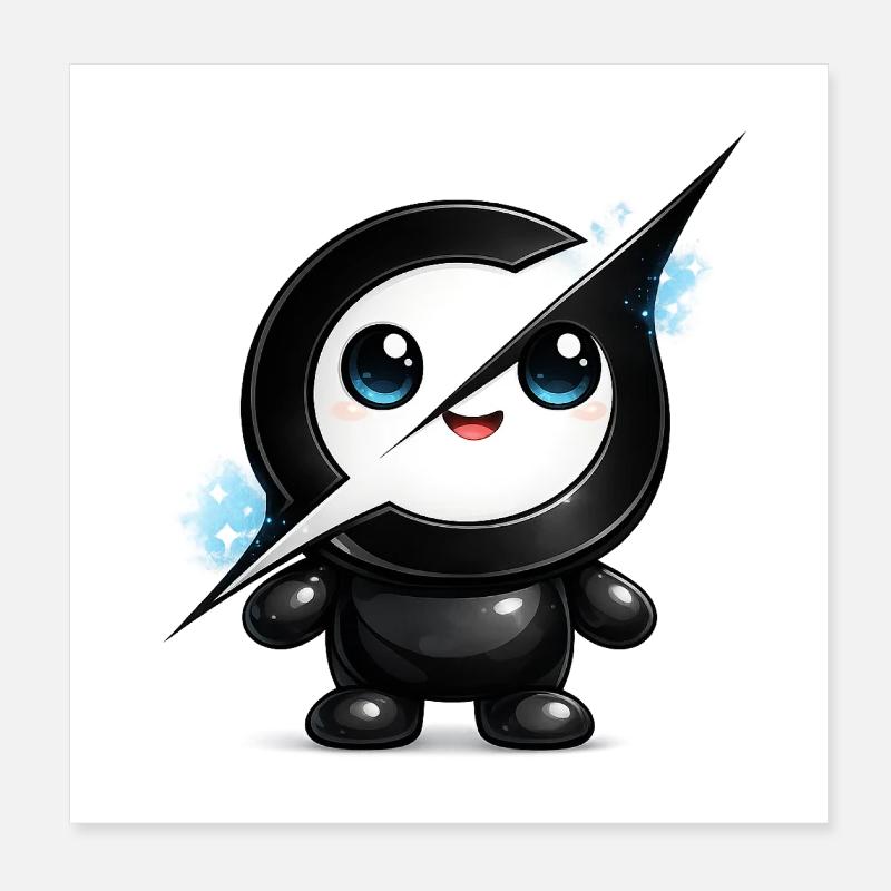 Süßer KI-Blitz-Grok-Maskottchen-Aufkleber Poster 20x20 cm