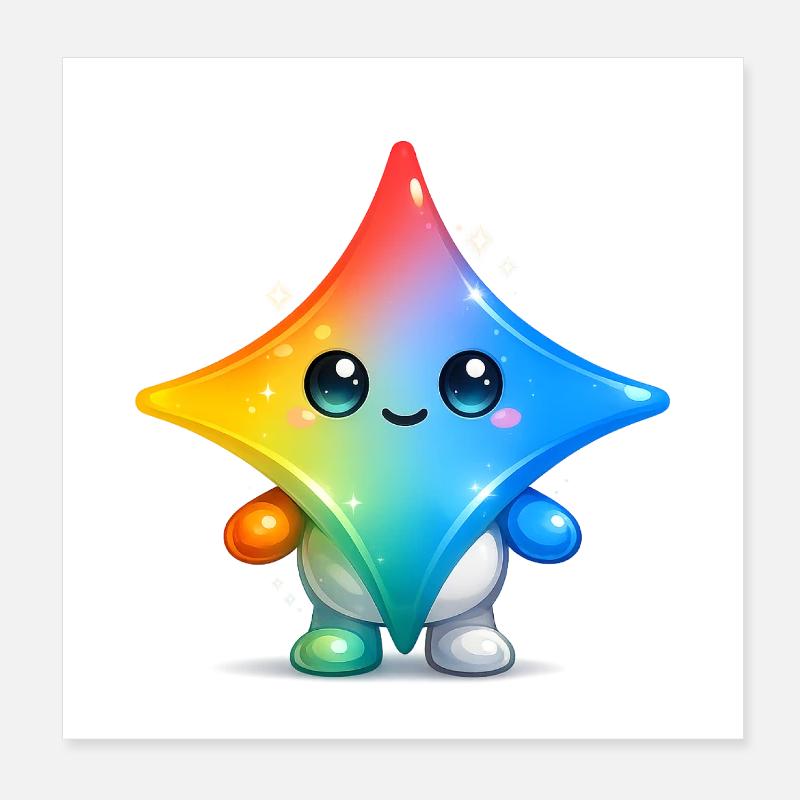 Süßer Gemini-Star-Maskottchen-Aufkleber Poster 20x20 cm