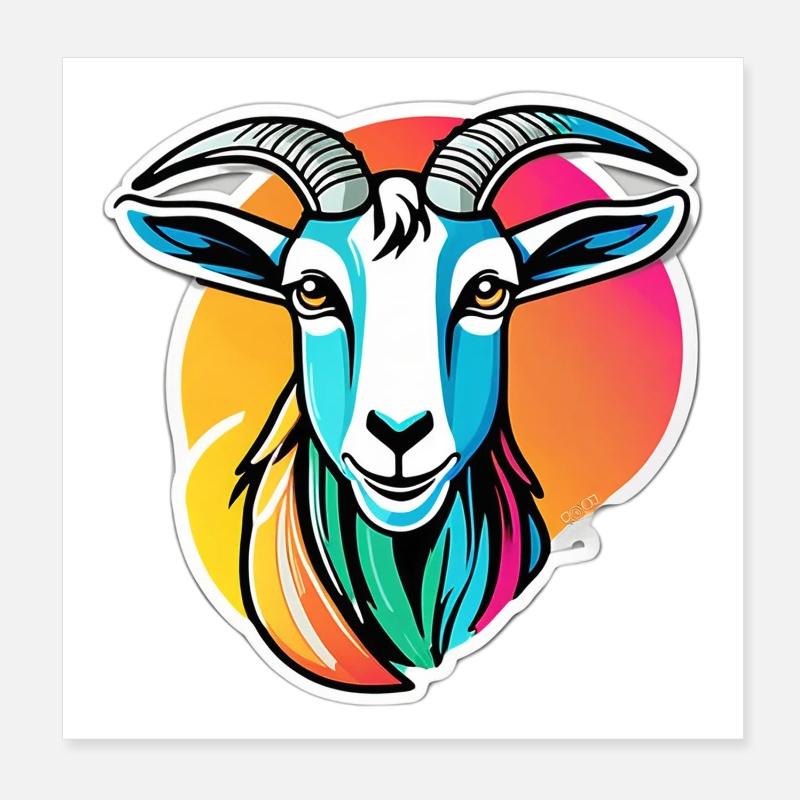 Bunte Regenbogenziege Poster 20x20 cm