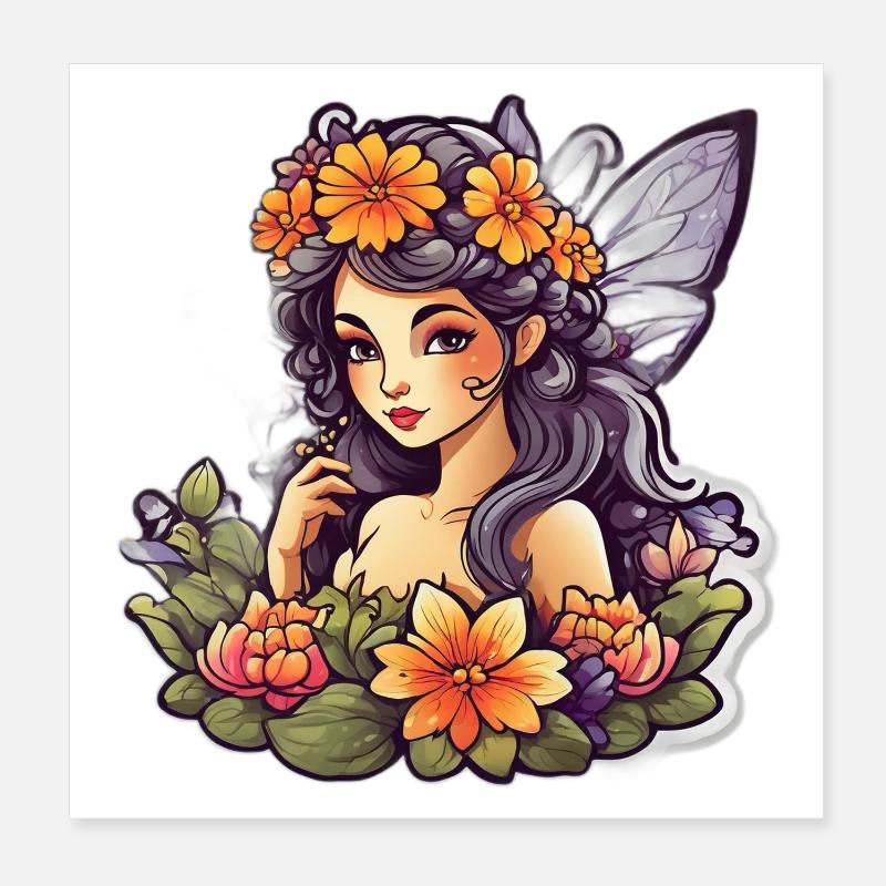 Elf Floral Mandala Hibiskus Poster 20x20 cm