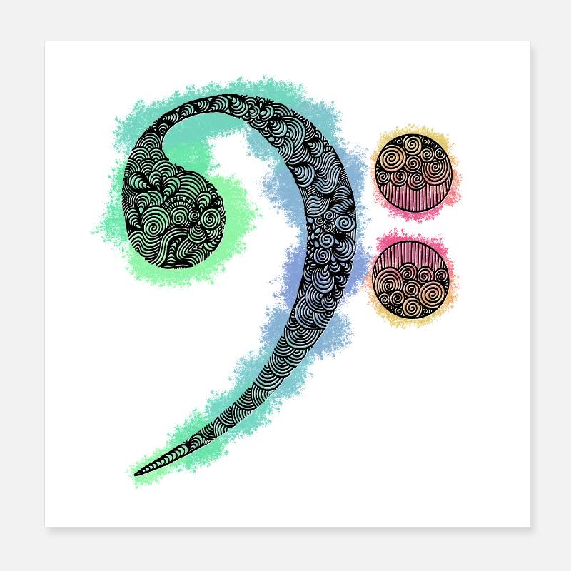 Clé basse Zentangle Poster 20 x 20 cm