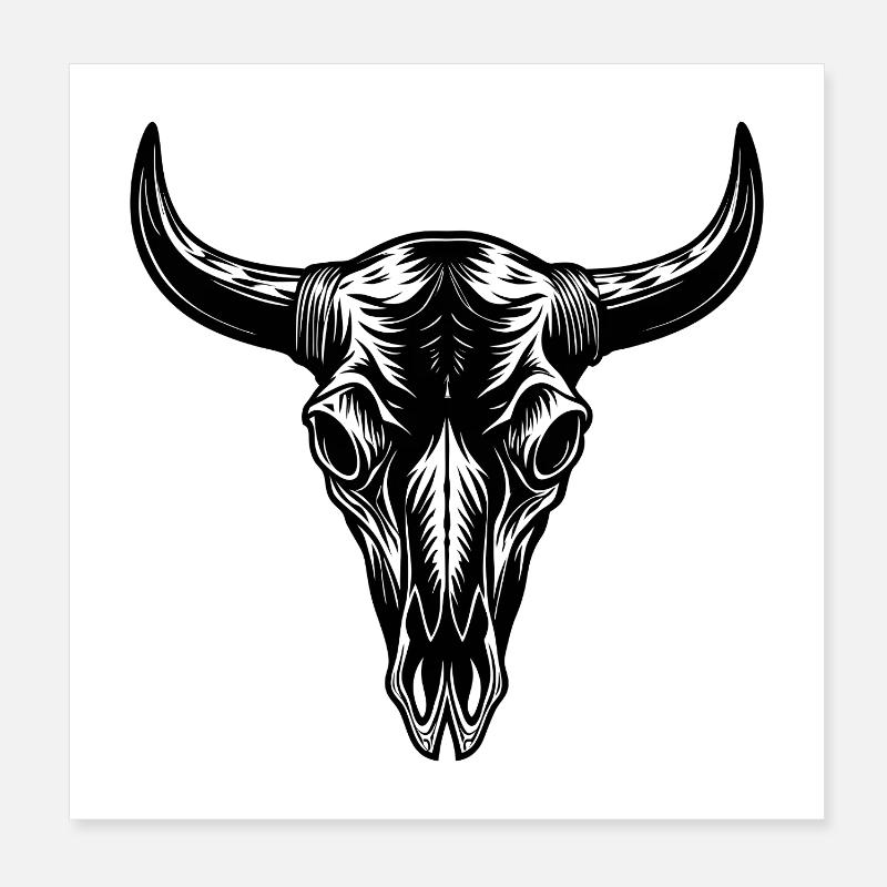 Crâne de vache Poster 20 x 20 cm