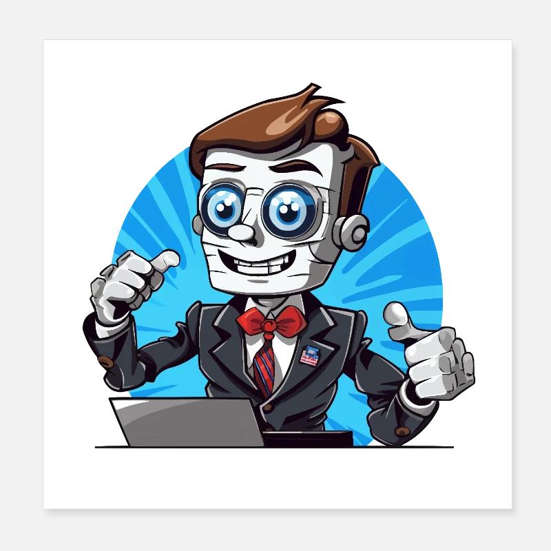 Roboter-Streamer im Anzug Poster 20x20 cm