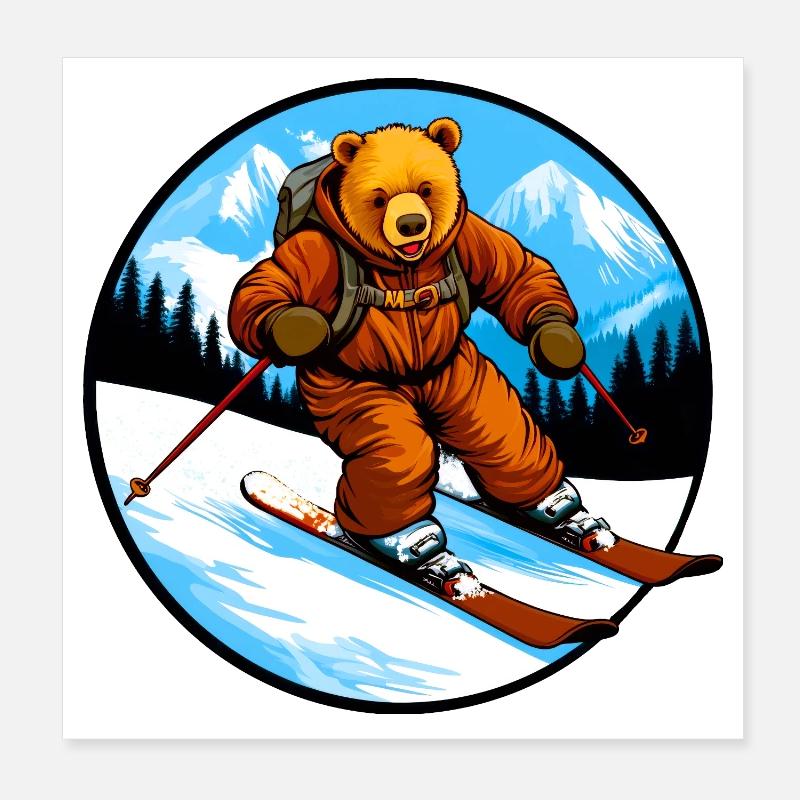 Ski Bear Poster 20 x 20 cm