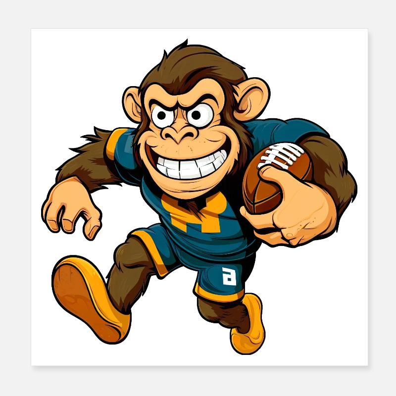 Affe Rugby Poster 20x20 cm