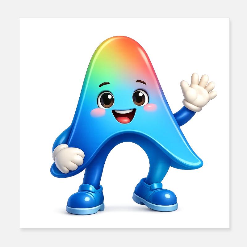 Niedlicher Regenbogen-Maskottchen-Aufkleber Antigravitation Poster 20x20 cm