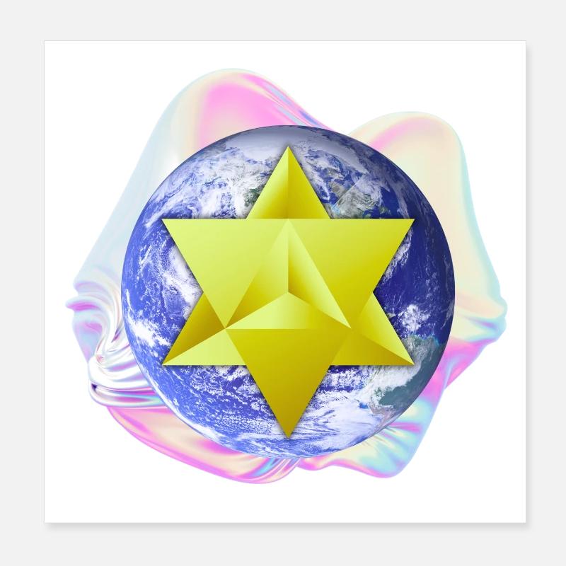 Merkaba Earth surréaliste Poster 20 x 20 cm