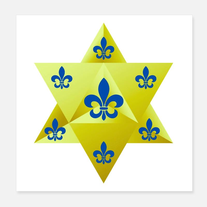 Merkaba Star & Feur de lis Poster 20x20 cm