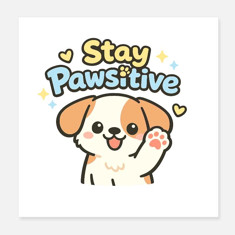 Reste Pawsitive – Caricature de chien mignon Poster 20 x 20 cm