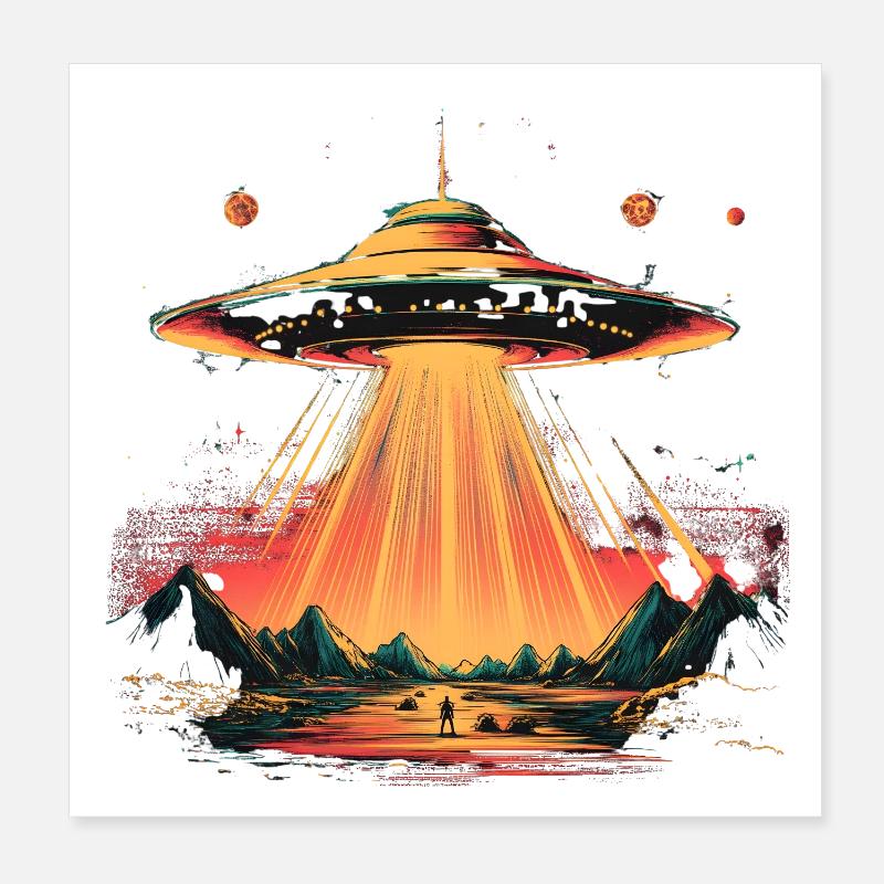 UFO arc over mountains Poster 8" x 8" (20x20 cm)