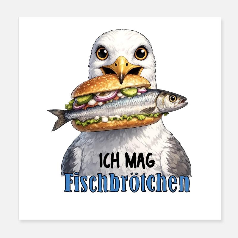 Ich mag Fischbrötchen Poster 20x20 cm