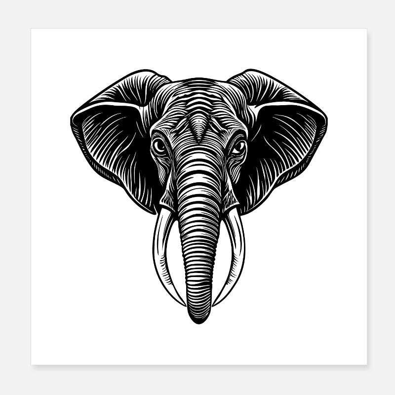 Elephant head Poster 8" x 8" (20x20 cm)