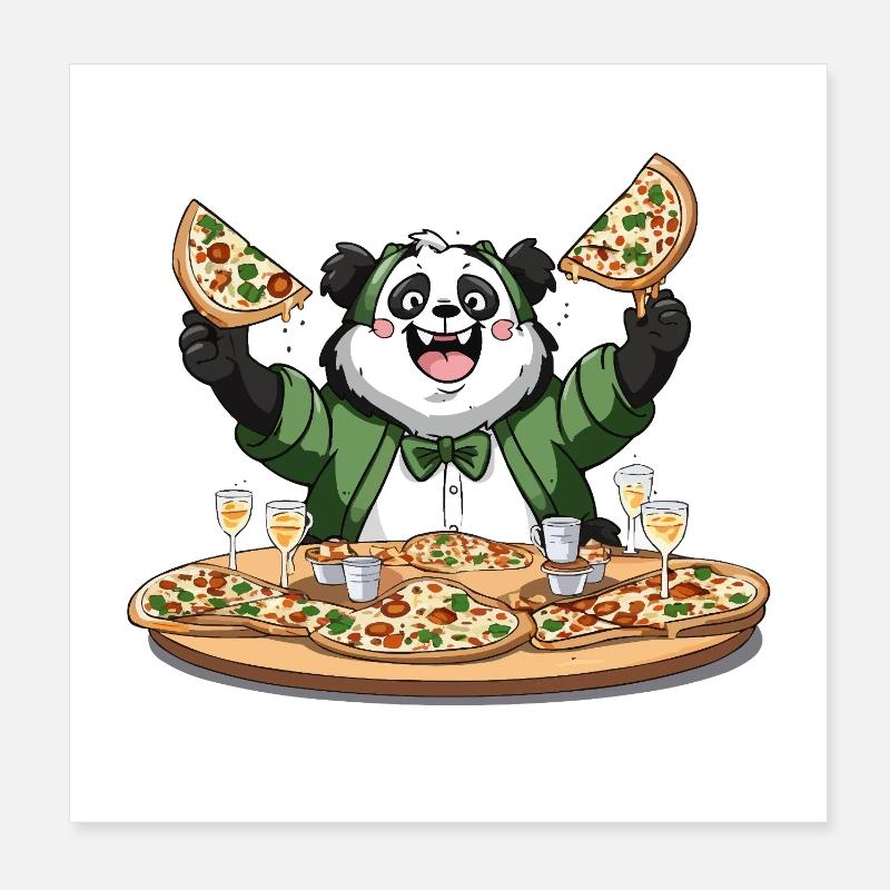 Panda Pizza Fest Poster 20 x 20 cm