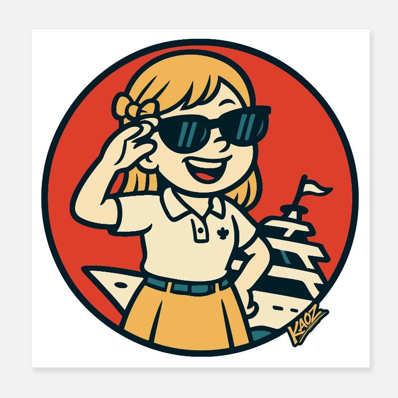 Sunny Sailor Circle Kunst Poster 20x20 cm