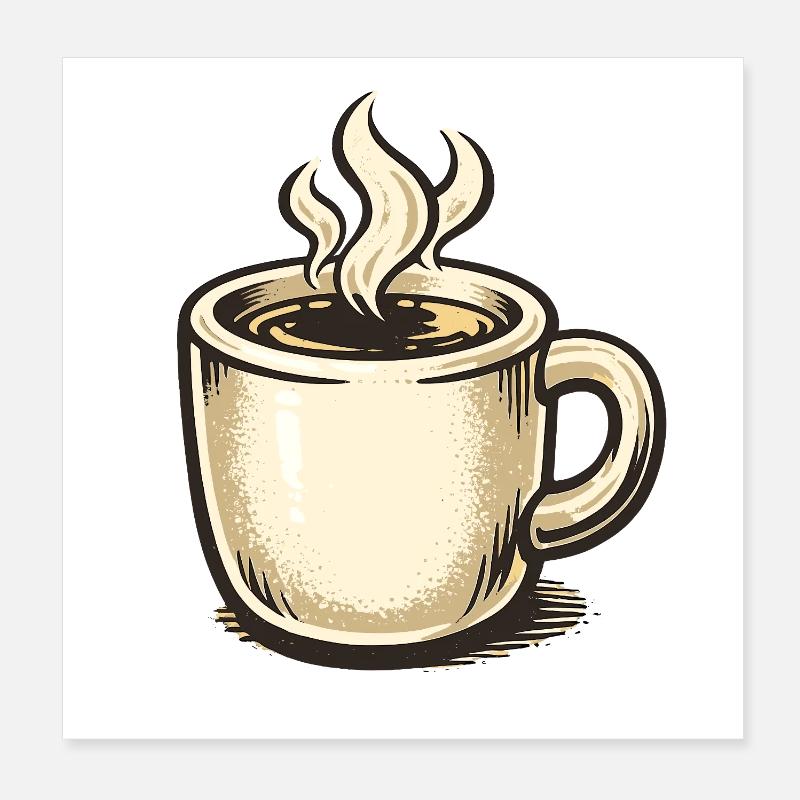 Kaffeebecher Vintage mit Dampf Poster 20x20 cm
