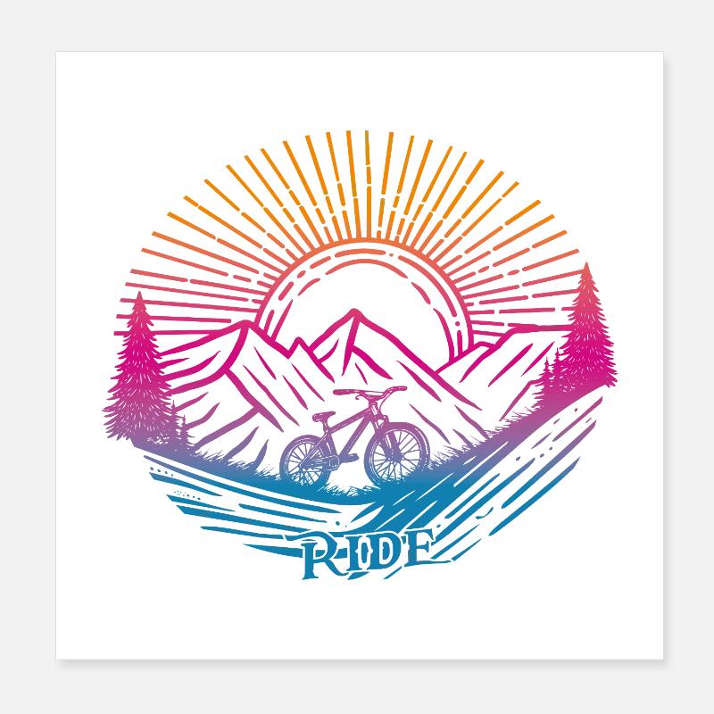 Bicycle Downhill Ride Poster 8" x 8" (20x20 cm)