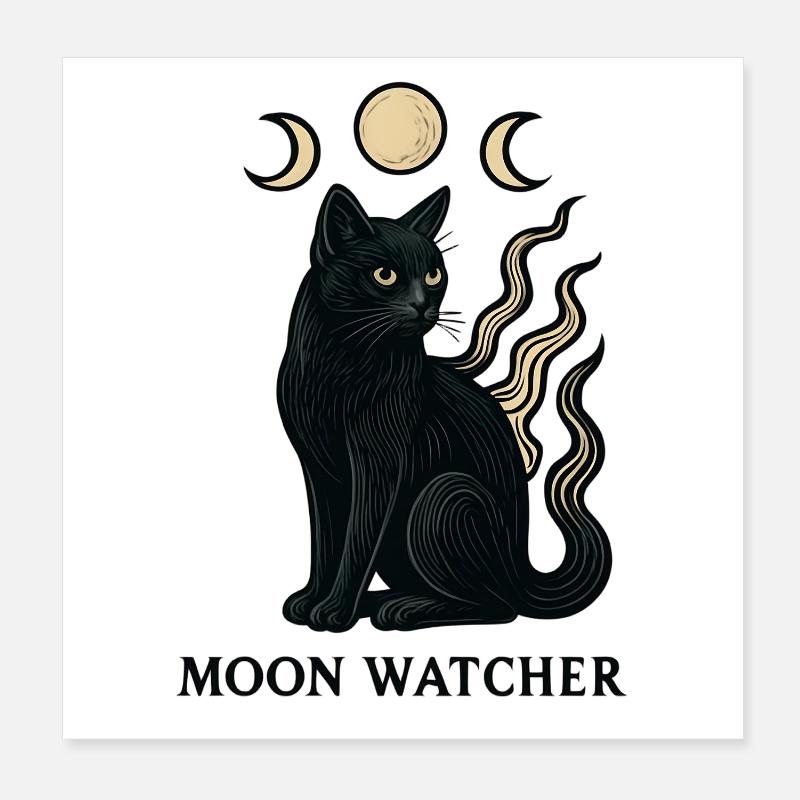 Mondwächter Katze Poster 20x20 cm