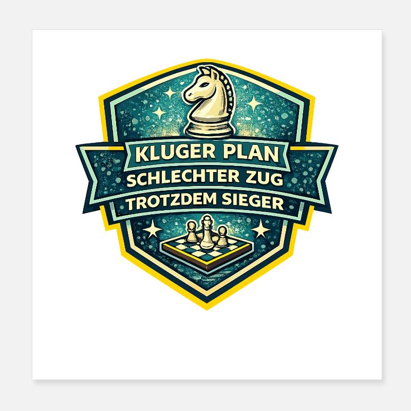 Schachheld Badge: Kluger Plan Sieger Poster 20x20 cm
