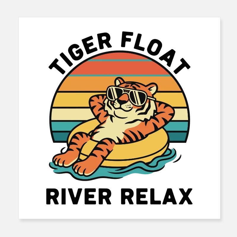 Tiger Buoy Retro Tiger Float River Relax Poster 20x20 cm