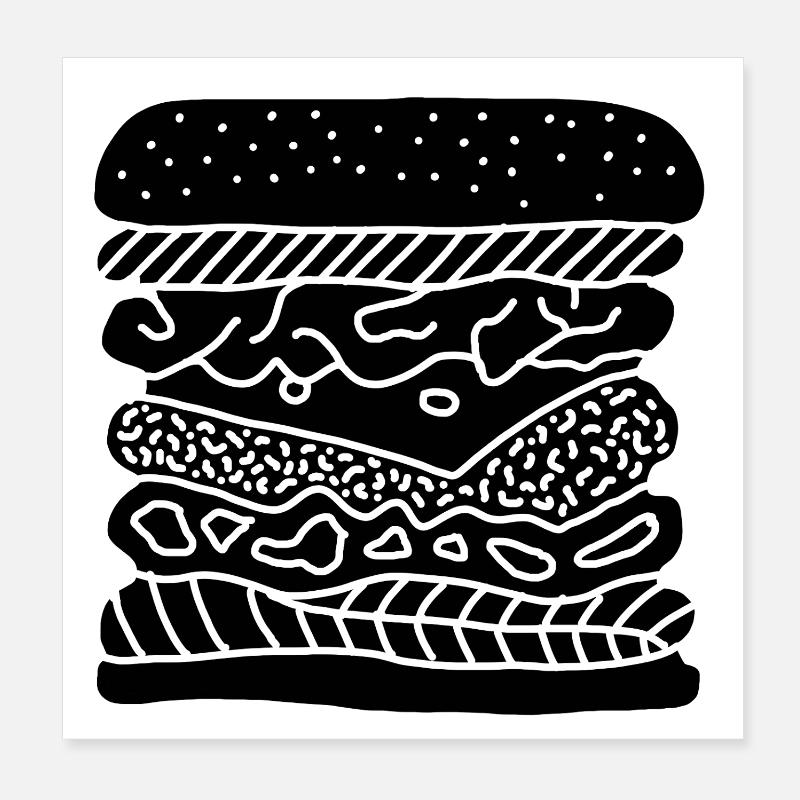 Burger empilé Poster 20 x 20 cm