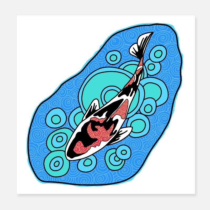 Koi Azur Spirale Poster 20 x 20 cm