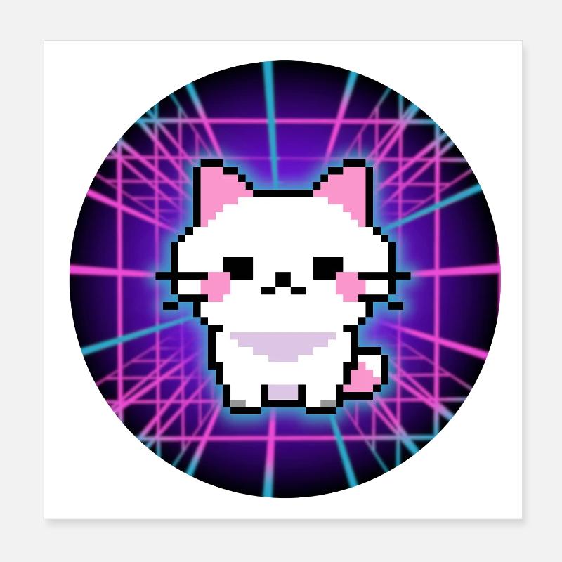 Neon Pixel Pets – Glitch Vibes for Gamers - Poster 8" x 8" (20x20 cm) - white