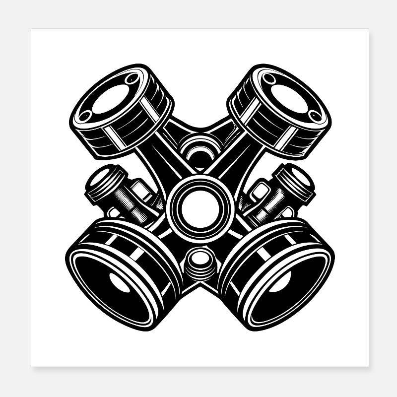 Car engine pistons Poster 8" x 8" (20x20 cm)