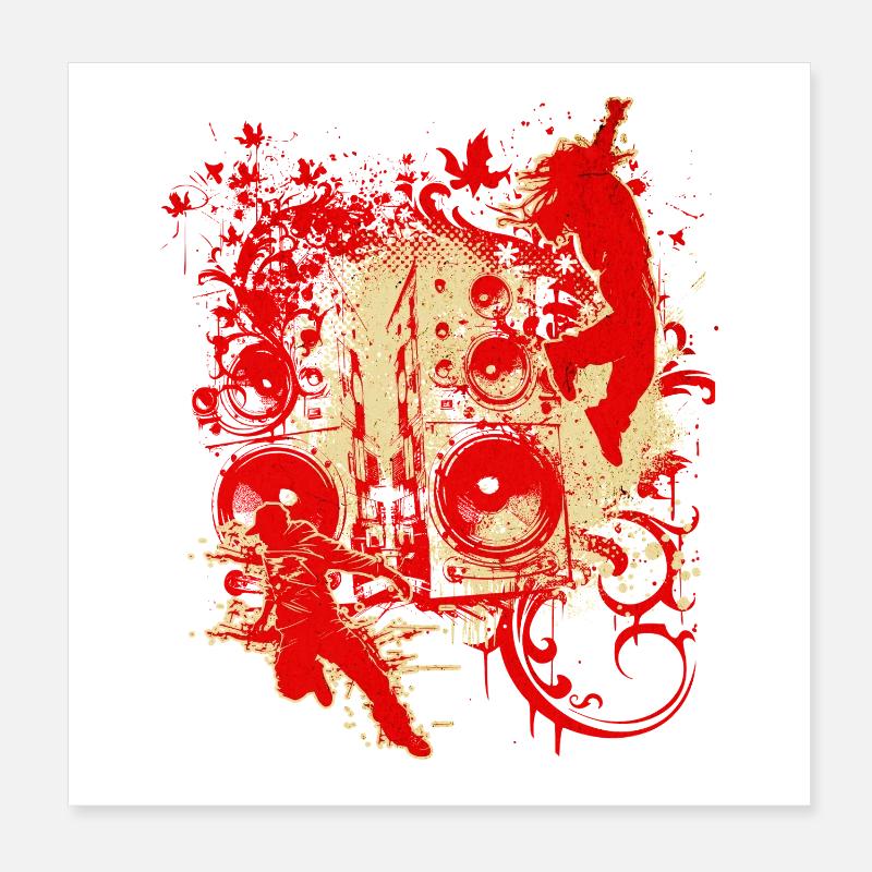 Splash Sonore Rouge DJ Poster 20 x 20 cm