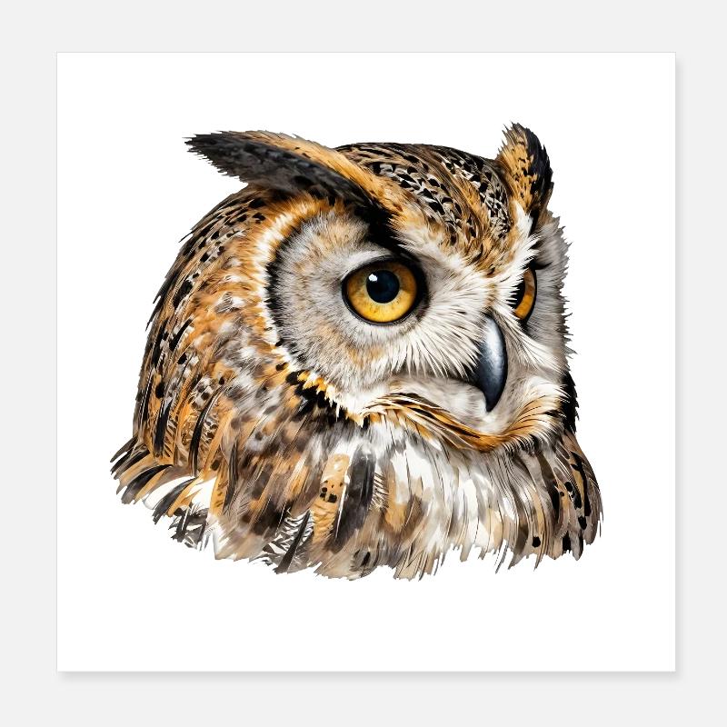 Artistic feather night owl Poster 8" x 8" (20x20 cm)