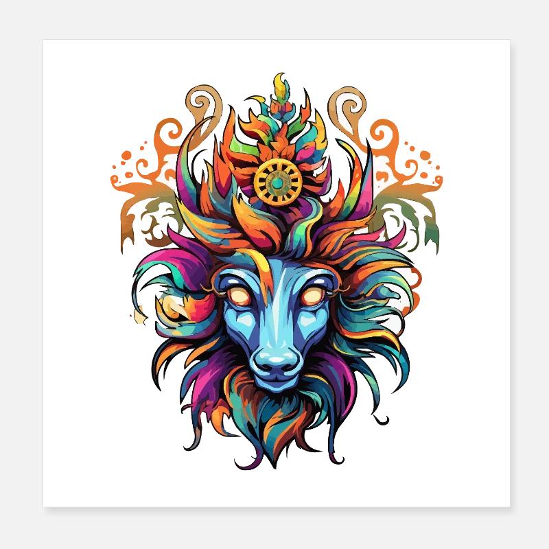 Colored Lion Head Volcanic Magic Poster 8" x 8" (20x20 cm)