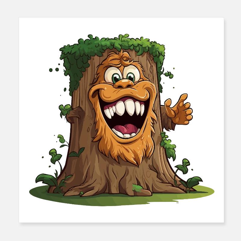 Giant tree with a broad grin Poster 8" x 8" (20x20 cm)