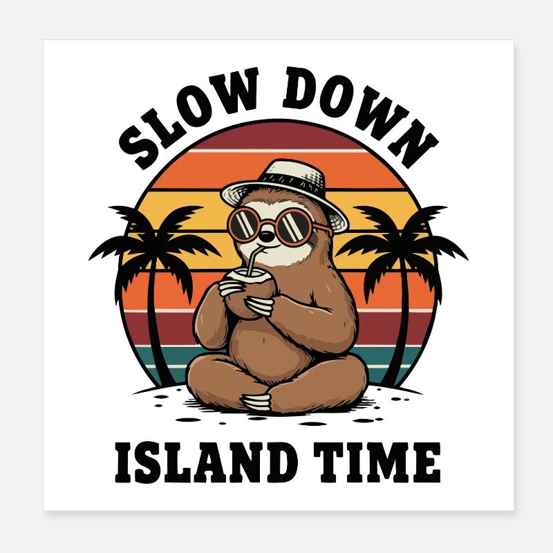 Faultier verlangsamt Inselzeit Kokosnuss-Chill Poster 20x20 cm