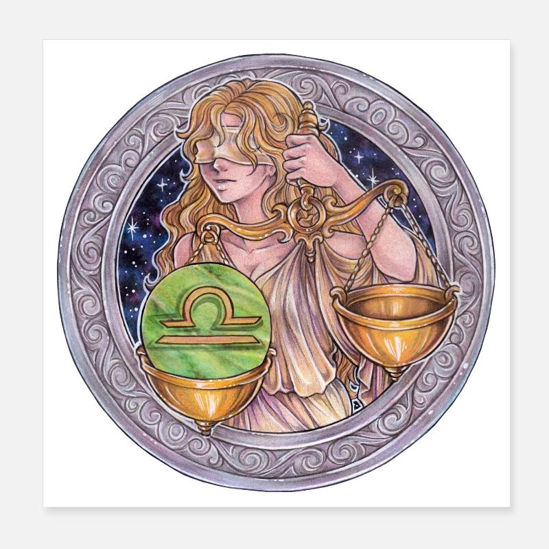 Zodiac Sign Sternzeichen Waage Libra Geschenk Poster 20x20 cm