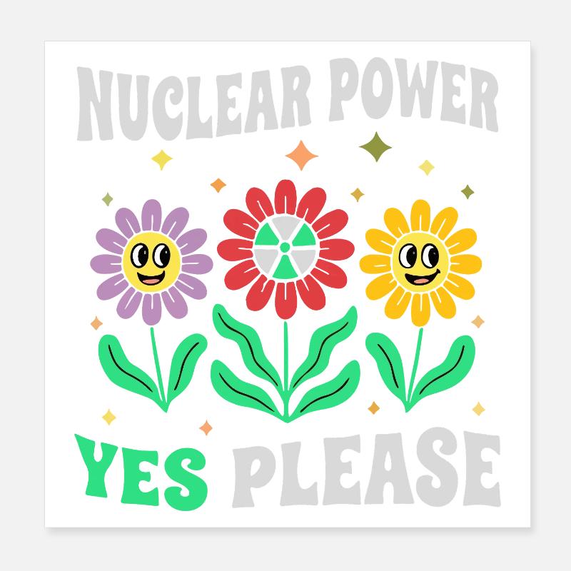 Atomkraft Ja Bitte mit Blumen retro Poster 20x20 cm